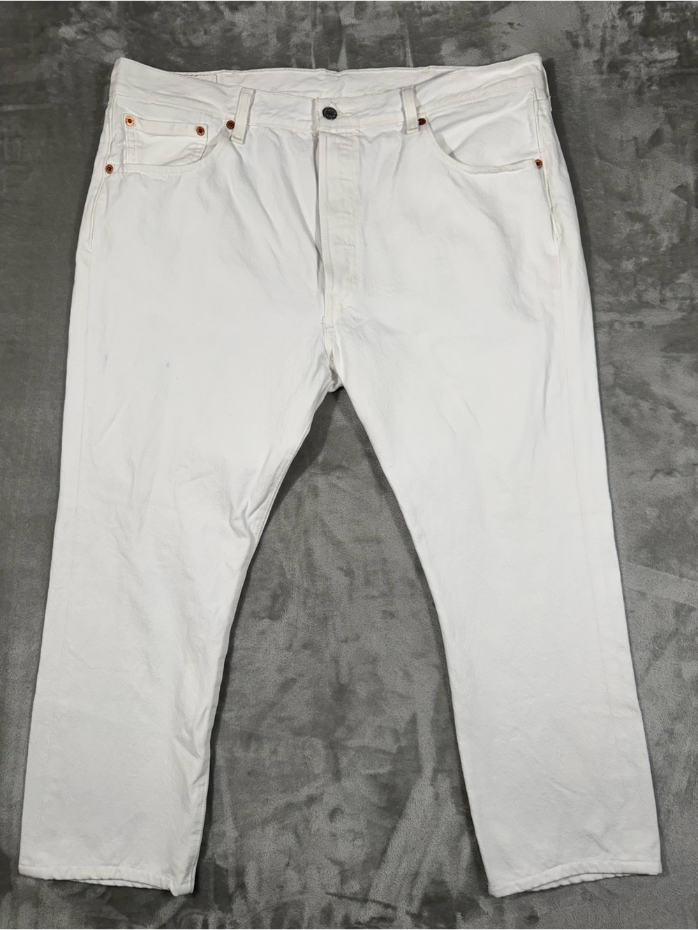 Levis 501 Jeans Mens Fits 38x25 White Denim Pants Button Fly Workwear